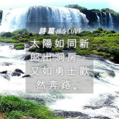 Picture 04 - 詩 篇 19:5 CUVT - 太 陽 如 同 新 郎 出 洞 房 ， 又 如 - Bible Verse Picture