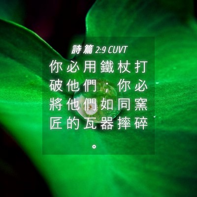 Picture 04 - 詩 篇 2:9 CUVT - 你 必 用 鐵 杖 打 破 他 們 ； 你 必 - Bible Verse Picture
