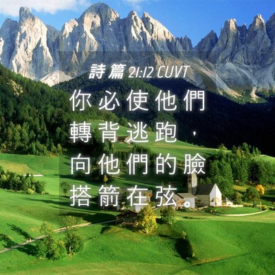 Picture 04 - 詩 篇 21:12 CUVT - 你 必 使 他 們 轉 背 逃 跑 ， 向 他 - Bible Verse Picture