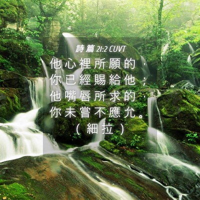 Picture 04 - 詩 篇 21:2 CUVT - 他 心 裡 所 願 的 ， 你 已 經 賜 給 - Bible Verse Picture