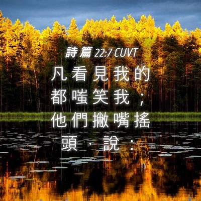 Picture 04 - 詩 篇 22:7 CUVT - 凡 看 見 我 的 都 嗤 笑 我 ； 他 們 - Bible Verse Picture
