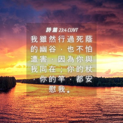 Picture 04 - 詩 篇 23:4 CUVT - 我 雖 然 行 過 死 蔭 的 幽 谷 ， 也 - Bible Verse Picture
