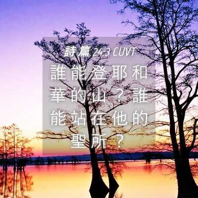 Picture 04 - 詩 篇 24:3 CUVT - 誰 能 登 耶 和 華 的 山 ？ 誰 能 站 - Bible Verse Picture