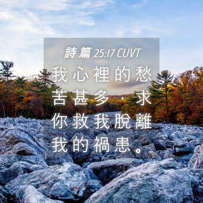 Picture 04 - 詩 篇 25:17 CUVT - 我 心 裡 的 愁 苦 甚 多 ， 求 你 救 - Bible Verse Picture