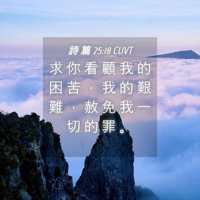Picture 04 - 詩 篇 25:18 CUVT - 求 你 看 顧 我 的 困 苦 ， 我 的 艱 - Bible Verse Picture