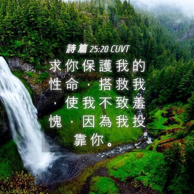 Picture 04 - 詩 篇 25:20 CUVT - 求 你 保 護 我 的 性 命 ， 搭 救 我 - Bible Verse Picture