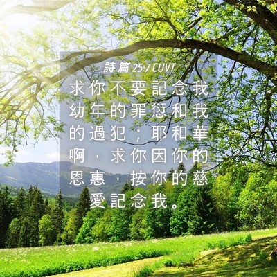 Picture 04 - 詩 篇 25:7 CUVT - 求 你 不 要 記 念 我 幼 年 的 罪 愆 - Bible Verse Picture