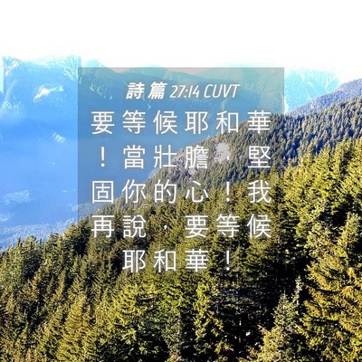 Picture 04 - 詩 篇 27:14 CUVT - 要 等 候 耶 和 華 ！ 當 壯 膽 ， 堅 - Bible Verse Picture