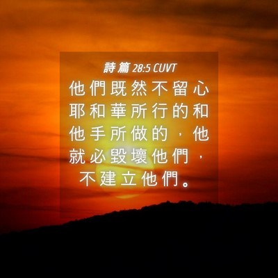 Picture 04 - 詩 篇 28:5 CUVT - 他 們 既 然 不 留 心 耶 和 華 所 行 - Bible Verse Picture