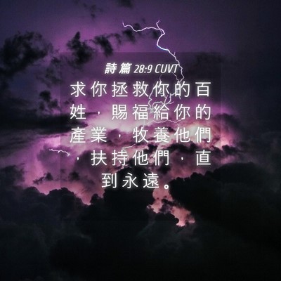 Picture 04 - 詩 篇 28:9 CUVT - 求 你 拯 救 你 的 百 姓 ， 賜 福 給 - Bible Verse Picture