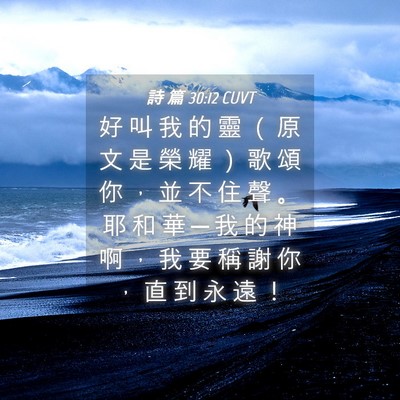Picture 04 - 詩 篇 30:12 CUVT - 好 叫 我 的 靈 （ 原 文 是 榮 耀 ） - Bible Verse Picture
