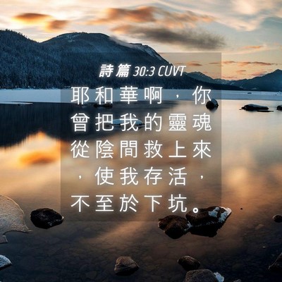 Picture 04 - 詩 篇 30:3 CUVT - 耶 和 華 啊 ， 你 曾 把 我 的 靈 魂 - Bible Verse Picture