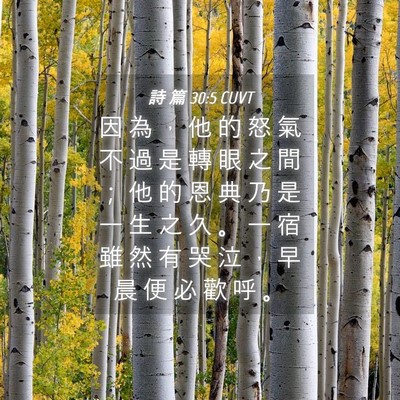 Picture 04 - 詩 篇 30:5 CUVT - 因 為 ， 他 的 怒 氣 不 過 是 轉 眼 - Bible Verse Picture