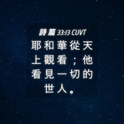 Picture 04 - 詩 篇 33:13 CUVT - 耶 和 華 從 天 上 觀 看 ； 他 看 見 - Bible Verse Picture