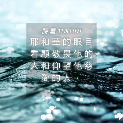 Picture 04 - 詩 篇 33:18 CUVT - 耶 和 華 的 眼 目 看 顧 敬 畏 他 的 - Bible Verse Picture