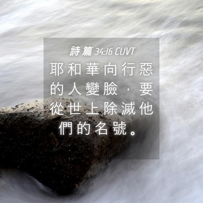 Picture 04 - 詩 篇 34:16 CUVT - 耶 和 華 向 行 惡 的 人 變 臉 ， 要 - Bible Verse Picture