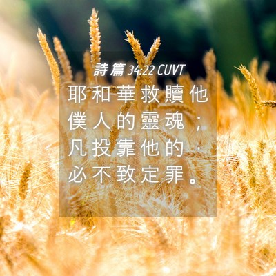 Picture 04 - 詩 篇 34:22 CUVT - 耶 和 華 救 贖 他 僕 人 的 靈 魂 ； - Bible Verse Picture