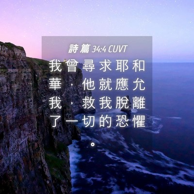 Picture 04 - 詩 篇 34:4 CUVT - 我 曾 尋 求 耶 和 華 ， 他 就 應 允 - Bible Verse Picture