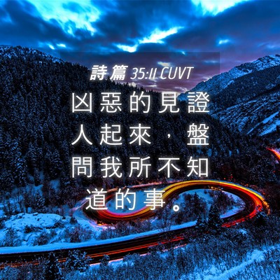 Picture 04 - 詩 篇 35:11 CUVT - 凶 惡 的 見 證 人 起 來 ， 盤 問 我 - Bible Verse Picture