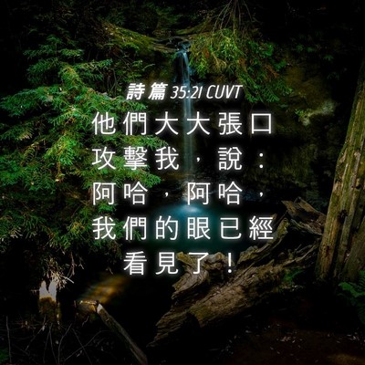 Picture 04 - 詩 篇 35:21 CUVT - 他 們 大 大 張 口 攻 擊 我 ， 說 ： - Bible Verse Picture
