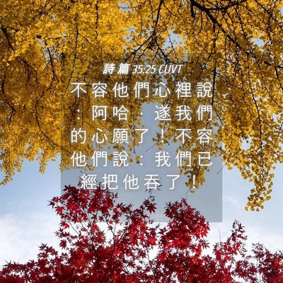 Picture 04 - 詩 篇 35:25 CUVT - 不 容 他 們 心 裡 說 ： 阿 哈 ， 遂 - Bible Verse Picture