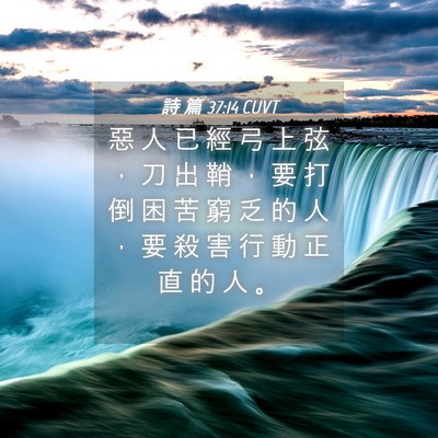 Picture 04 - 詩 篇 37:14 CUVT - 惡 人 已 經 弓 上 弦 ， 刀 出 鞘 ， - Bible Verse Picture