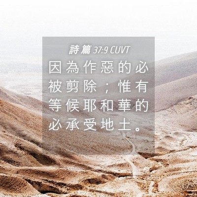 Picture 04 - 詩 篇 37:9 CUVT - 因 為 作 惡 的 必 被 剪 除 ； 惟 有 - Bible Verse Picture
