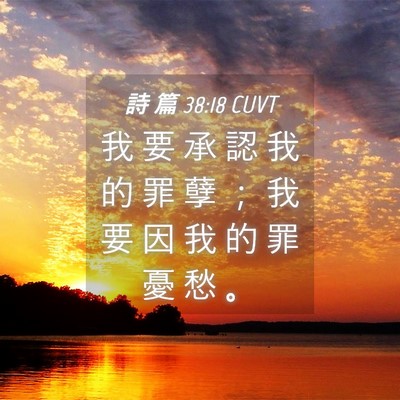 Picture 04 - 詩 篇 38:18 CUVT - 我 要 承 認 我 的 罪 孽 ； 我 要 因 - Bible Verse Picture