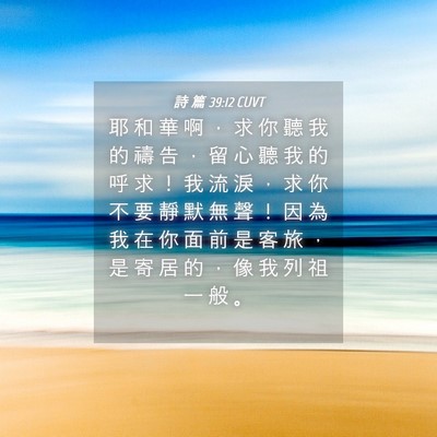 Picture 04 - 詩 篇 39:12 CUVT - 耶 和 華 啊 ， 求 你 聽 我 的 禱 告 - Bible Verse Picture