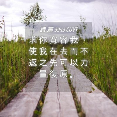 Picture 04 - 詩 篇 39:13 CUVT - 求 你 寬 容 我 ， 使 我 在 去 而 不 - Bible Verse Picture