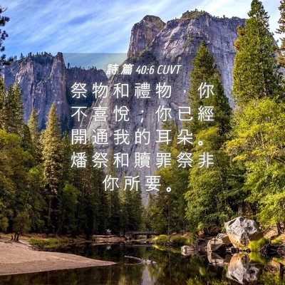 Picture 04 - 詩 篇 40:6 CUVT - 祭 物 和 禮 物 ， 你 不 喜 悅 ； 你 - Bible Verse Picture