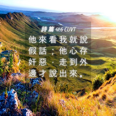 Picture 04 - 詩 篇 41:6 CUVT - 他 來 看 我 就 說 假 話 ； 他 心 存 - Bible Verse Picture