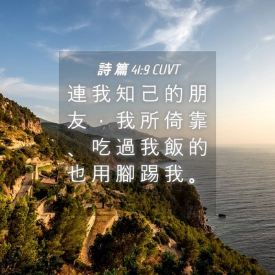 Picture 04 - 詩 篇 41:9 CUVT - 連 我 知 己 的 朋 友 ， 我 所 倚 靠 - Bible Verse Picture