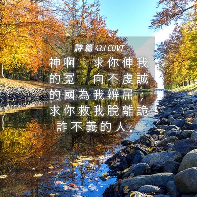 Picture 04 - 詩 篇 43:1 CUVT - 神 啊 ， 求 你 伸 我 的 冤 ， 向 不 - Bible Verse Picture