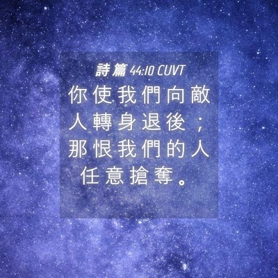 Picture 04 - 詩 篇 44:10 CUVT - 你 使 我 們 向 敵 人 轉 身 退 後 ； - Bible Verse Picture