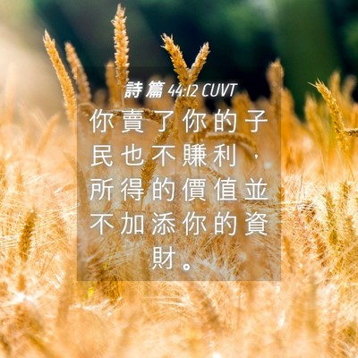 Picture 04 - 詩 篇 44:12 CUVT - 你 賣 了 你 的 子 民 也 不 賺 利 ， - Bible Verse Picture