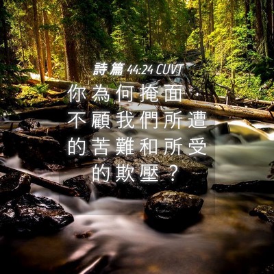 Picture 04 - 詩 篇 44:24 CUVT - 你 為 何 掩 面 ， 不 顧 我 們 所 遭 - Bible Verse Picture