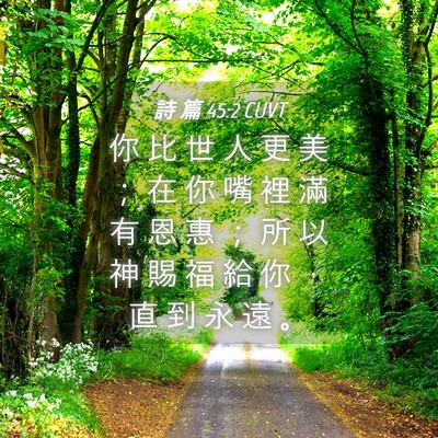 Picture 04 - 詩 篇 45:2 CUVT - 你 比 世 人 更 美 ； 在 你 嘴 裡 滿 - Bible Verse Picture