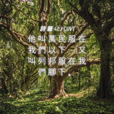 Picture 04 - 詩 篇 47:3 CUVT - 他 叫 萬 民 服 在 我 們 以 下 ， 又 - Bible Verse Picture