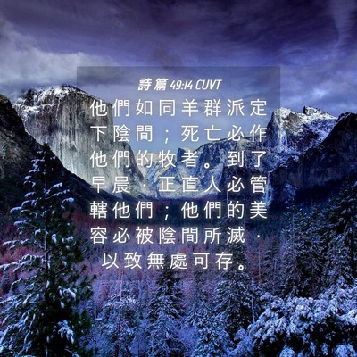 Picture 04 - 詩 篇 49:14 CUVT - 他 們 如 同 羊 群 派 定 下 陰 間 ； - Bible Verse Picture