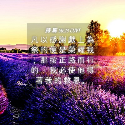 Picture 04 - 詩 篇 50:23 CUVT - 凡 以 感 謝 獻 上 為 祭 的 便 是 榮 - Bible Verse Picture