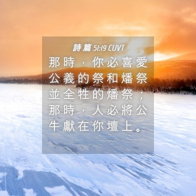 Picture 04 - 詩 篇 51:19 CUVT - 那 時 ， 你 必 喜 愛 公 義 的 祭 和 - Bible Verse Picture