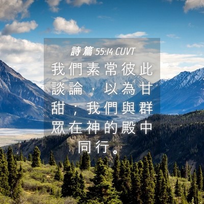Picture 04 - 詩 篇 55:14 CUVT - 我 們 素 常 彼 此 談 論 ， 以 為 甘 - Bible Verse Picture