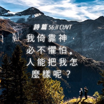 Picture 04 - 詩 篇 56:11 CUVT - 我 倚 靠 神 ， 必 不 懼 怕 。 人 能 - Bible Verse Picture