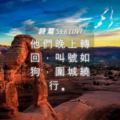 Picture 04 - 詩 篇 59:6 CUVT - 他 們 晚 上 轉 回 ， 叫 號 如 狗 ， - Bible Verse Picture