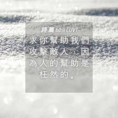 Picture 04 - 詩 篇 60:11 CUVT - 求 你 幫 助 我 們 攻 擊 敵 人 ， 因 - Bible Verse Picture