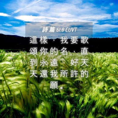 Picture 04 - 詩 篇 61:8 CUVT - 這 樣 ， 我 要 歌 頌 你 的 名 ， 直 - Bible Verse Picture