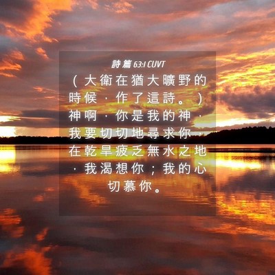 Picture 04 - 詩 篇 63:1 CUVT - （ 大 衛 在 猶 大 曠 野 的 時 候 ， - Bible Verse Picture