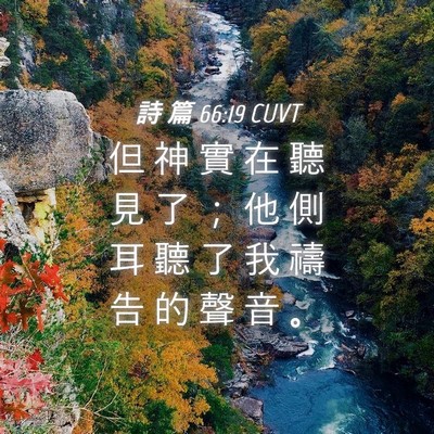 Picture 04 - 詩 篇 66:19 CUVT - 但 神 實 在 聽 見 了 ； 他 側 耳 聽 - Bible Verse Picture