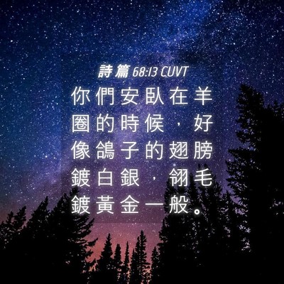 Picture 04 - 詩 篇 68:13 CUVT - 你 們 安 臥 在 羊 圈 的 時 候 ， 好 - Bible Verse Picture